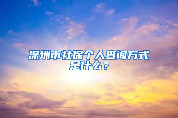 深圳市社保个人查询方式是什么？