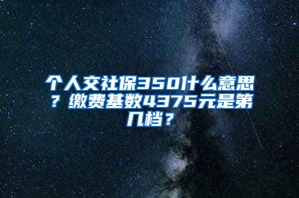 个人交社保350什么意思？缴费基数4375元是第几档？