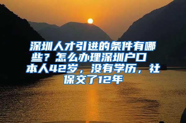 深圳人才引进的条件有哪些？怎么办理深圳户口 本人42岁，没有学历，社保交了12年