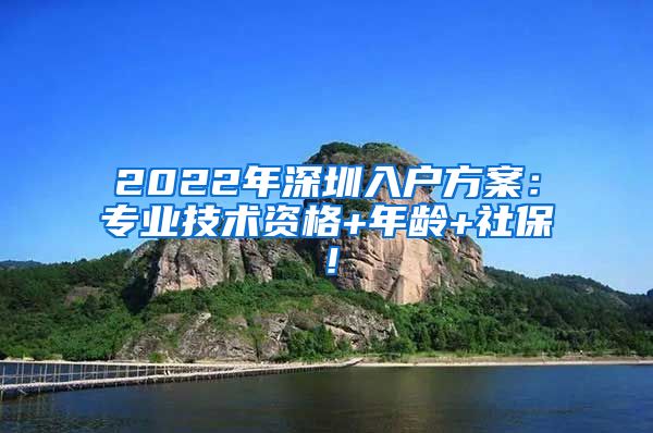 2022年深圳入户方案：专业技术资格+年龄+社保！