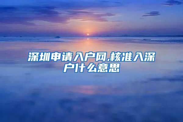 深圳申请入户网,核准入深户什么意思