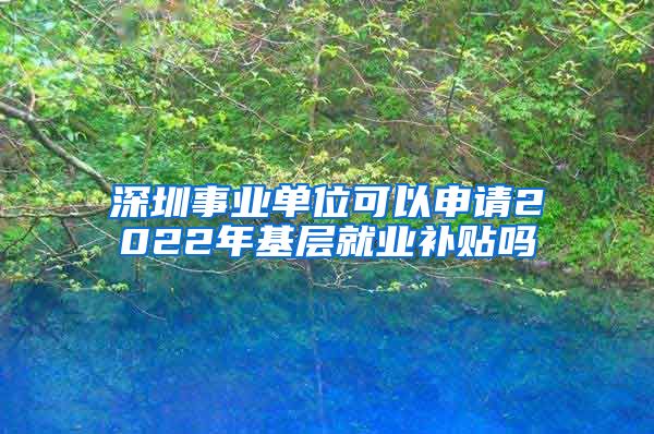 深圳事业单位可以申请2022年基层就业补贴吗