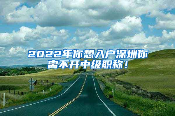 2022年你想入户深圳你离不开中级职称！