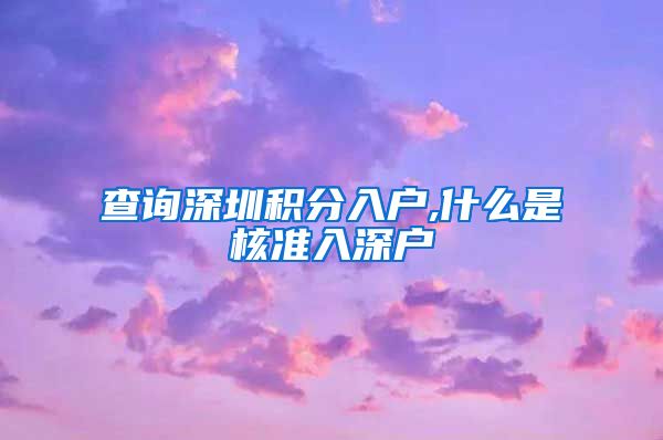 查询深圳积分入户,什么是核准入深户