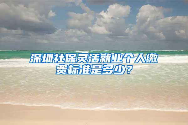 深圳社保灵活就业个人缴费标准是多少？