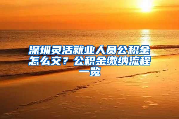 深圳灵活就业人员公积金怎么交？公积金缴纳流程一览