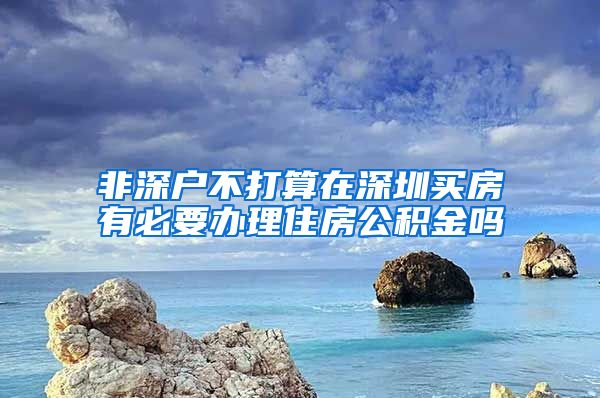 非深户不打算在深圳买房有必要办理住房公积金吗