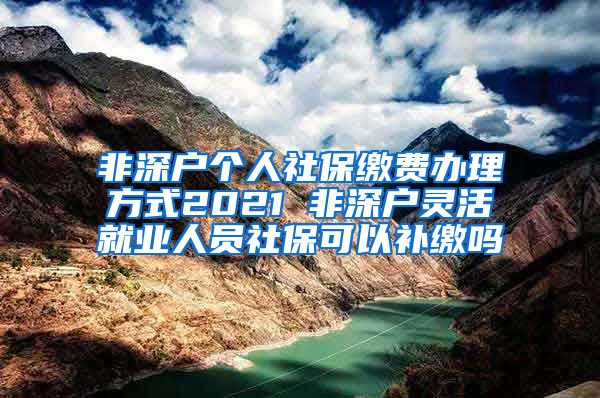 非深户个人社保缴费办理方式2021 非深户灵活就业人员社保可以补缴吗