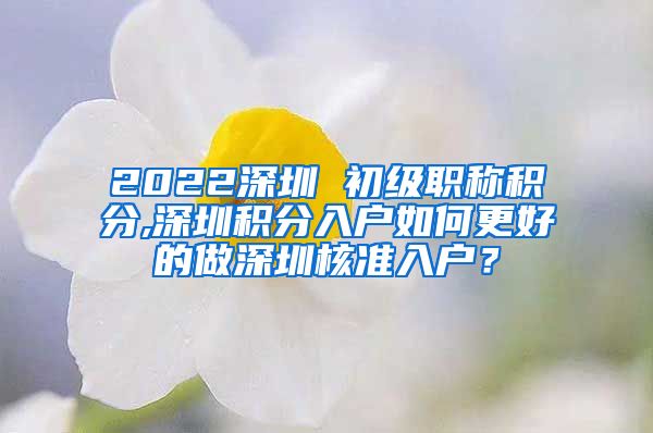 2022深圳 初级职称积分,深圳积分入户如何更好的做深圳核准入户？