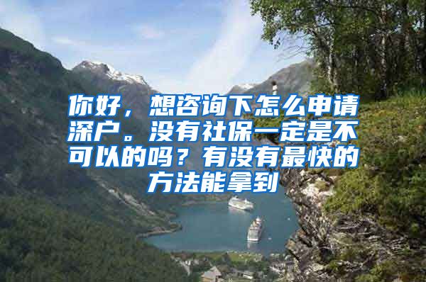 你好，想咨询下怎么申请深户。没有社保一定是不可以的吗？有没有最快的方法能拿到