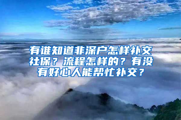 有谁知道非深户怎样补交社保？流程怎样的？有没有好心人能帮忙补交？