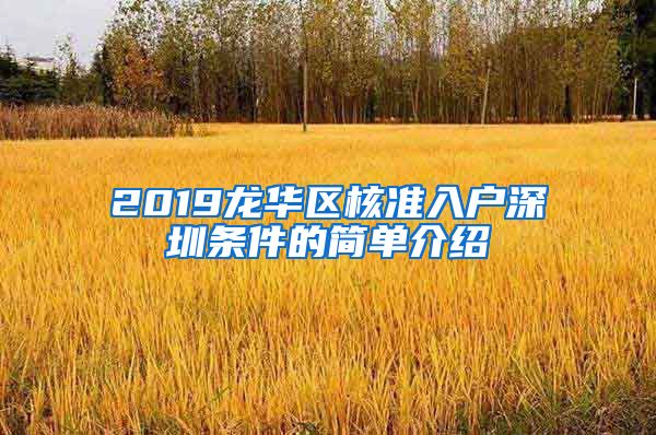 2019龙华区核准入户深圳条件的简单介绍