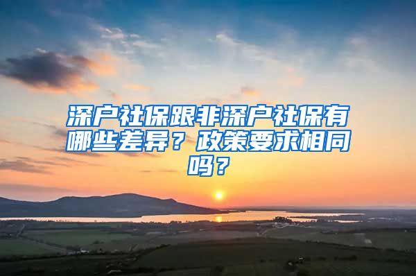 深户社保跟非深户社保有哪些差异？政策要求相同吗？