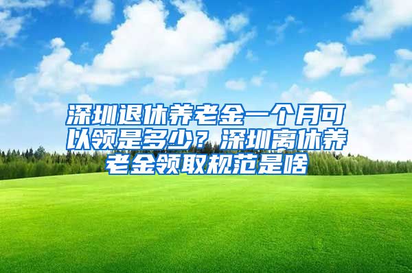 深圳退休养老金一个月可以领是多少？深圳离休养老金领取规范是啥