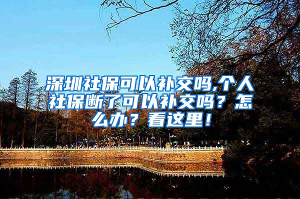 深圳社保可以补交吗,个人社保断了可以补交吗？怎么办？看这里！