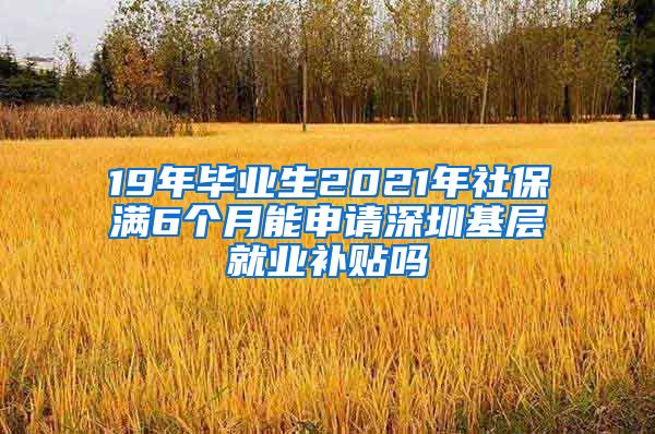 19年毕业生2021年社保满6个月能申请深圳基层就业补贴吗