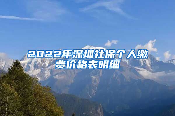 2022年深圳社保个人缴费价格表明细