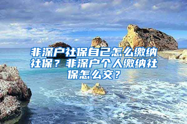 非深户社保自己怎么缴纳社保？非深户个人缴纳社保怎么交？