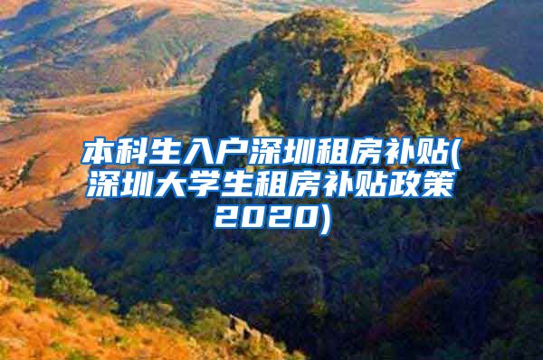 本科生入户深圳租房补贴(深圳大学生租房补贴政策2020)