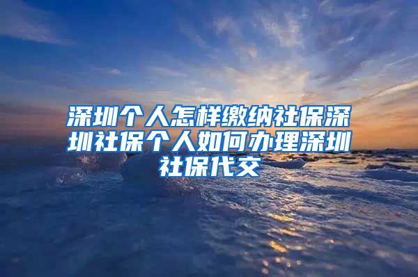 深圳个人怎样缴纳社保深圳社保个人如何办理深圳社保代交