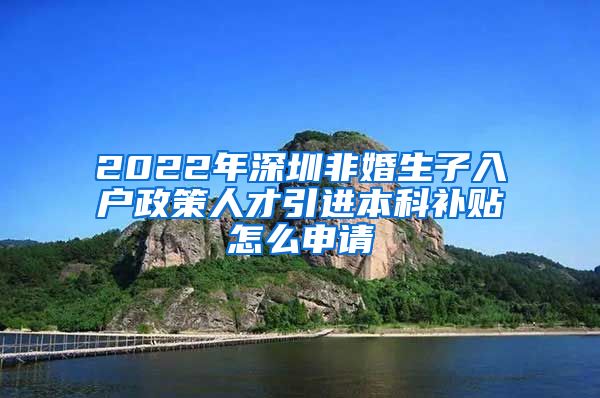 2022年深圳非婚生子入户政策人才引进本科补贴怎么申请