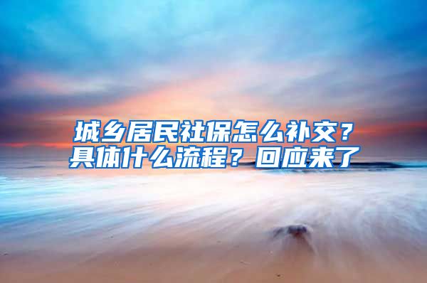 城乡居民社保怎么补交？具体什么流程？回应来了