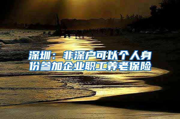 深圳：非深户可以个人身份参加企业职工养老保险