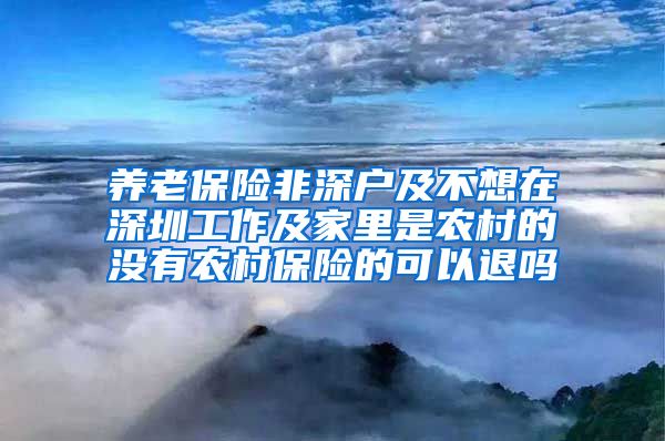 养老保险非深户及不想在深圳工作及家里是农村的没有农村保险的可以退吗