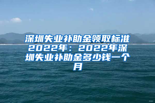 深圳失业补助金领取标准2022年：2022年深圳失业补助金多少钱一个月