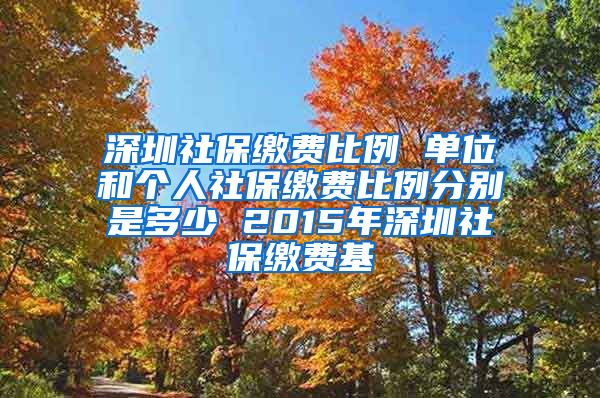 深圳社保缴费比例 单位和个人社保缴费比例分别是多少 2015年深圳社保缴费基