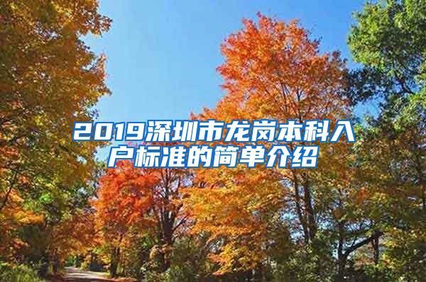 2019深圳市龙岗本科入户标准的简单介绍