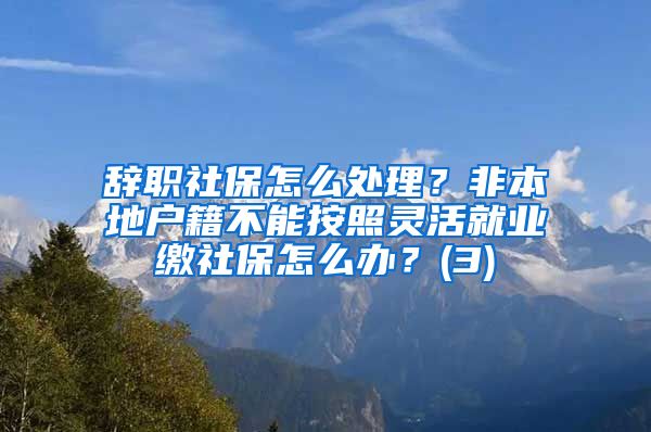 辞职社保怎么处理？非本地户籍不能按照灵活就业缴社保怎么办？(3)