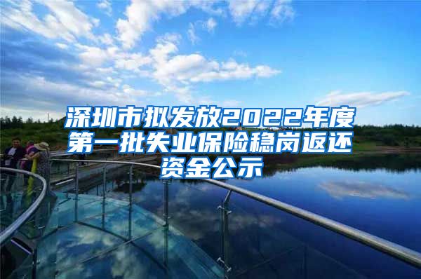 深圳市拟发放2022年度第一批失业保险稳岗返还资金公示