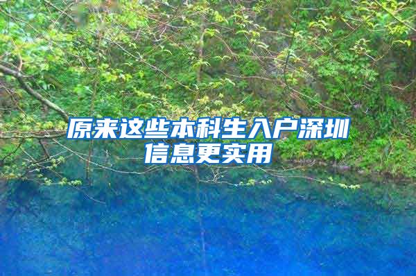 原来这些本科生入户深圳信息更实用