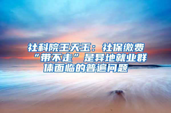 社科院王天玉：社保缴费“带不走”是异地就业群体面临的普遍问题