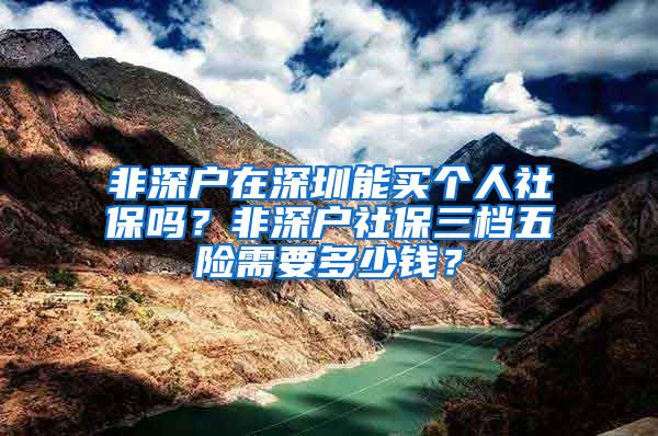 非深户在深圳能买个人社保吗？非深户社保三档五险需要多少钱？