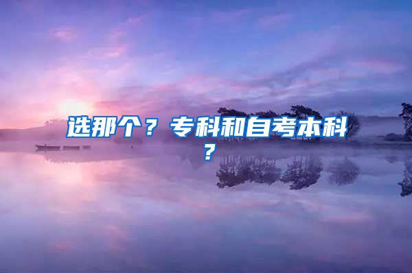 选那个？专科和自考本科？