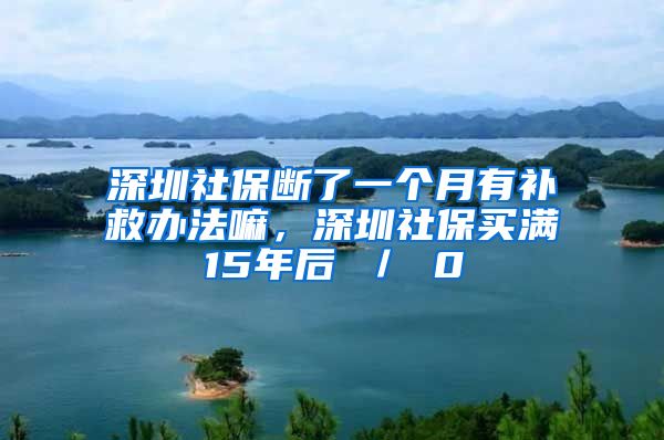 深圳社保断了一个月有补救办法嘛，深圳社保买满15年后 ／ 0