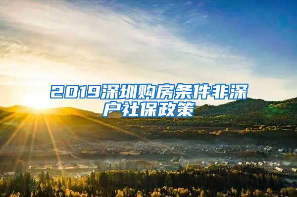 2019深圳购房条件非深户社保政策