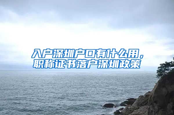 入户深圳户口有什么用，职称证书落户深圳政策