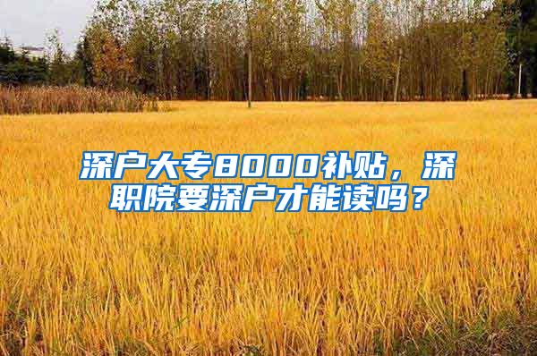 深户大专8000补贴，深职院要深户才能读吗？