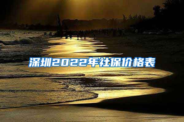 深圳2022年社保价格表