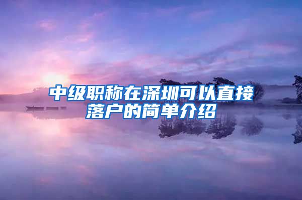 中级职称在深圳可以直接落户的简单介绍