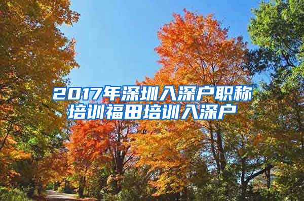 2017年深圳入深户职称培训福田培训入深户