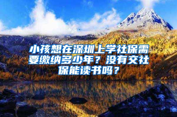 小孩想在深圳上学社保需要缴纳多少年？没有交社保能读书吗？