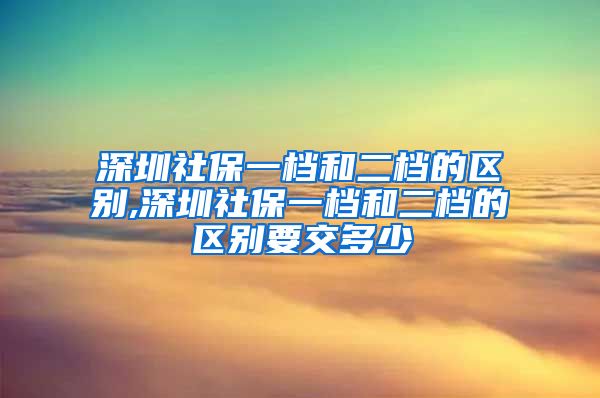 深圳社保一档和二档的区别,深圳社保一档和二档的区别要交多少