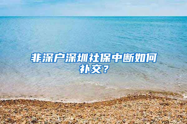 非深户深圳社保中断如何补交？