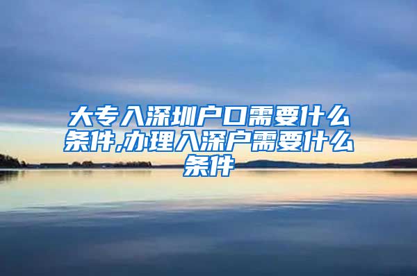 大专入深圳户口需要什么条件,办理入深户需要什么条件