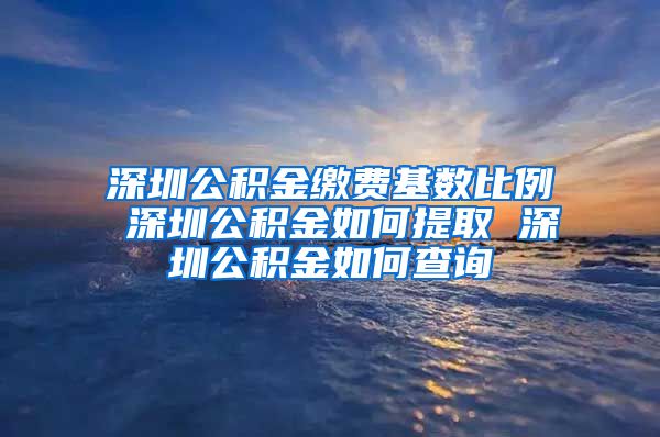 深圳公积金缴费基数比例 深圳公积金如何提取 深圳公积金如何查询