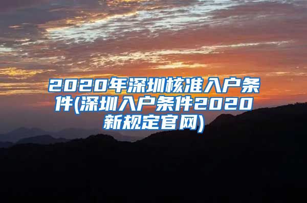 2020年深圳核准入户条件(深圳入户条件2020新规定官网)